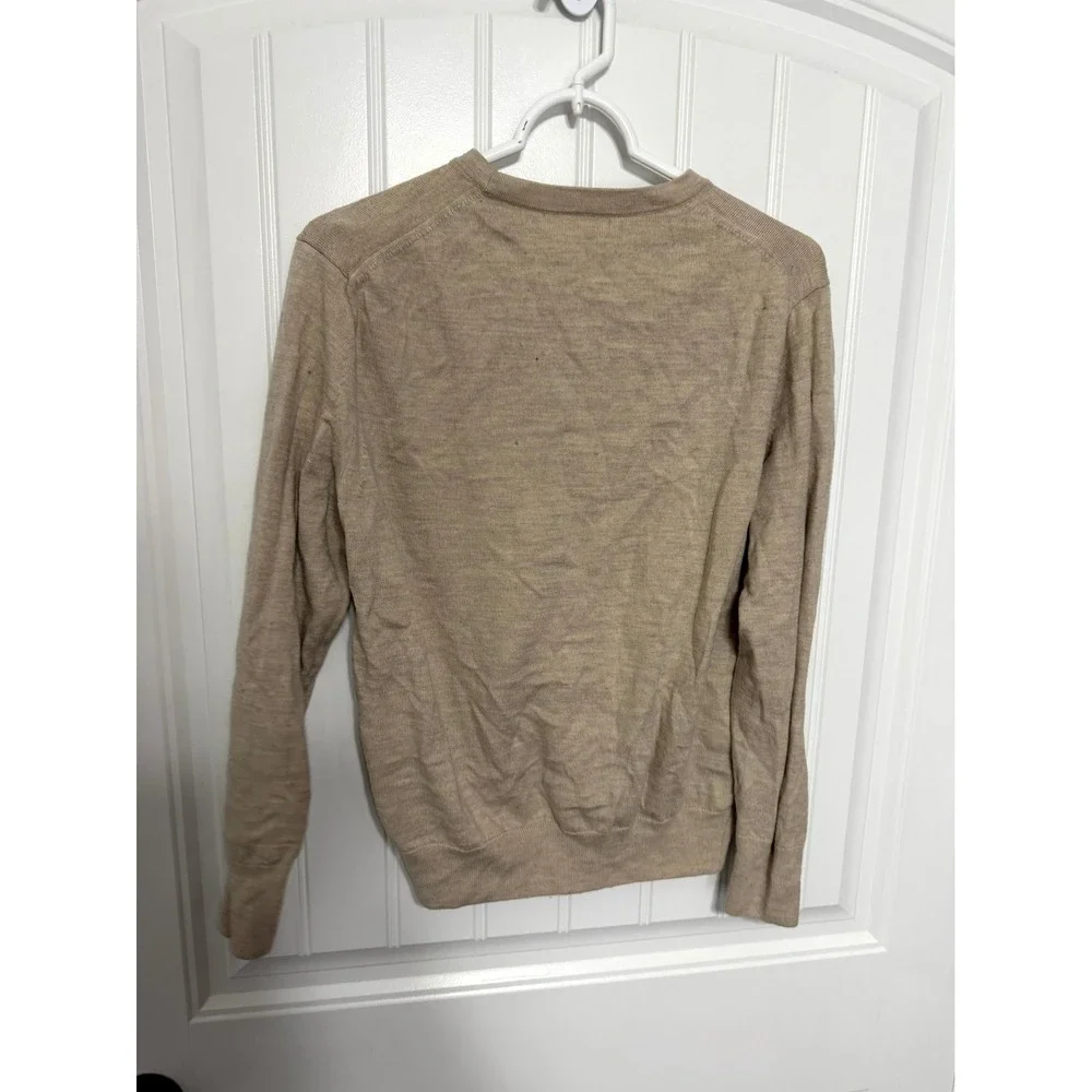 Banana Republic Sweater Mens Medium Tan Extra Fine Merino Wool Crew Neck 6416
